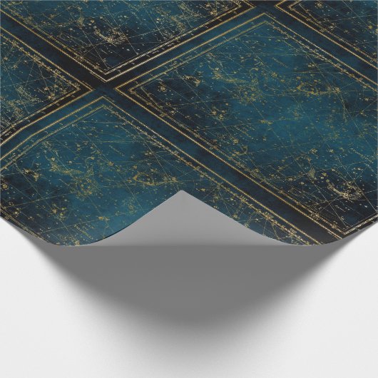 Celestial star map constellation blue gold Melkweg Cadeaupapier (Hoek)