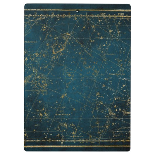 Celestial star map constellation blue gold Melkweg Klembord (Achterkant)