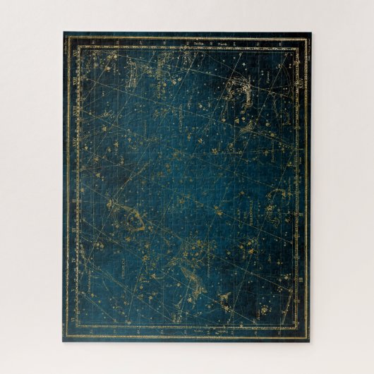 Celestial star map constellation blue gold Melkweg Legpuzzel (Verticaal)