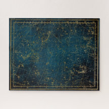 Celestial star map constellation blue gold Melkweg