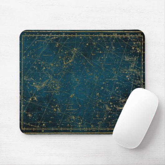 Celestial star map constellation blue gold Melkweg Muismat (Met muis)