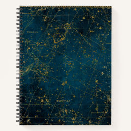 Celestial star map constellation blue gold Melkweg Notitieboek