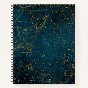 Celestial star map constellation blue gold Melkweg Notitieboek