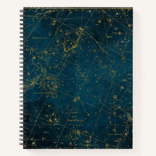 Celestial star map constellation blue gold Melkweg Notitieboek (Voorkant)