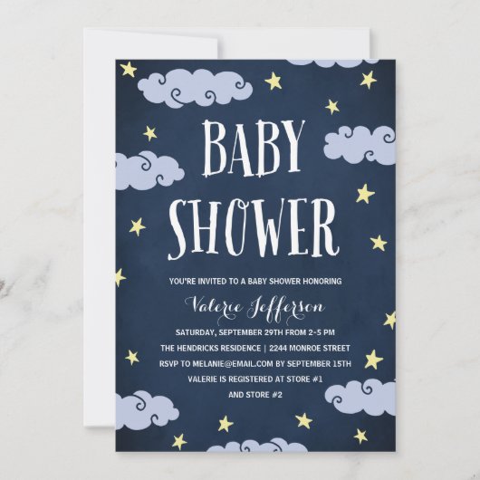 Celestial Star-Thleed Night Sky Blue Baby shower Kaart (Voorkant)