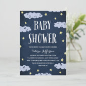 Celestial Star-Thleed Night Sky Blue Baby shower Kaart (Staand voorkant)