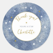 Celestial Star Waterverf Gepersonaliseerd Dank U Ronde Sticker (Voorkant)