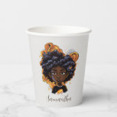 Celestial Starry Afro Woman Papieren Bekers (Achterkant)