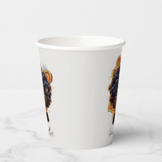 Celestial Starry Afro Woman Papieren Bekers (Links)