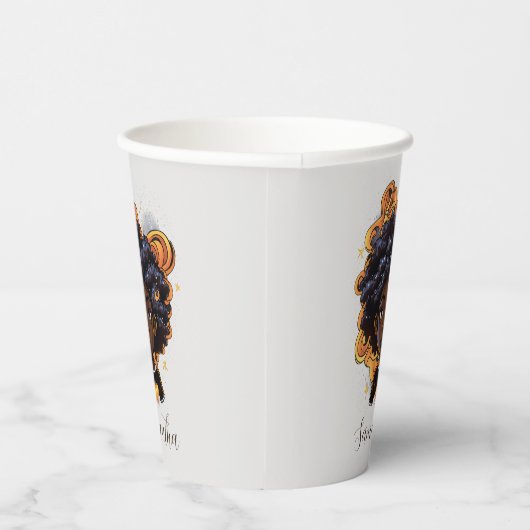 Celestial Starry Afro Woman Papieren Bekers (Rechts)