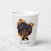 Celestial Starry Afro Woman Papieren Bekers (Voorkant)