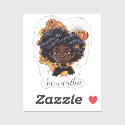 Celestial Starry Afro Woman Sticker (Vel)