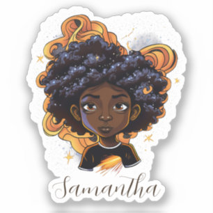Celestial Starry Afro Woman Sticker