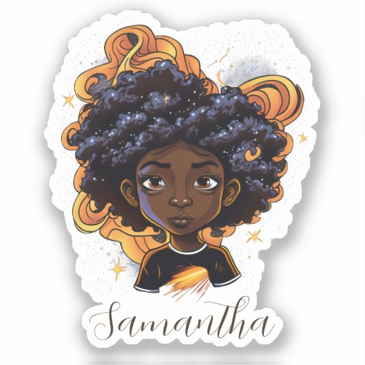 Celestial Starry Afro Woman Sticker (Voorkant)