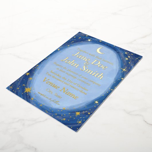 Celestial starry bruiloft nodigartsy folie inv folie uitnodiging (Gedraaid)