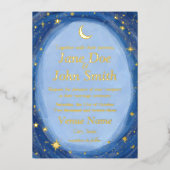 Celestial starry bruiloft nodigartsy folie inv uitnodiging (Voorkant)