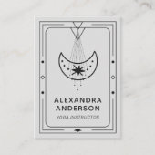 Celestial Starry Crescent Moon Grijs en Zwart Visitekaartje (Voorkant)