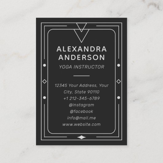 Celestial Starry Crescent Moon Grijs en Zwart Visitekaartje (Achterkant)