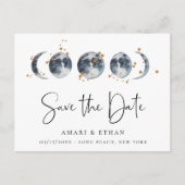 Celestial Starry Moon Phase Bewaar de datum Aankondigingskaart (Voorkant)