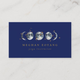 Celestial Starry Moon Phase | Navy Blue Visitekaartje