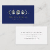 Celestial Starry Moon Phase | Navy Blue Visitekaartje (Voorkant / Achterkant)