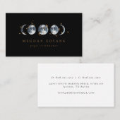 Celestial Starry Moon Phase | Zwart Visitekaartje (Voorkant / Achterkant)