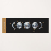 Celestial Starry Moon Phase | Zwart Yogamat (Voorkant (horizontaal))