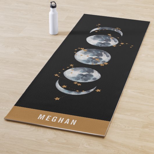 Celestial Starry Moon Phase | Zwart Yogamat (In situ)