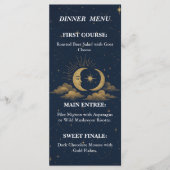 Celestial Starry Night Gold Moon Wedding Menu (Voorkant)