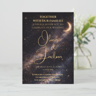 Celestial Starry Night Wedding Invitation Kaart