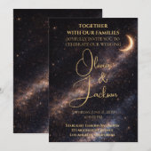 Celestial Starry Night Wedding Invitation Kaart (Voorkant / Achterkant)