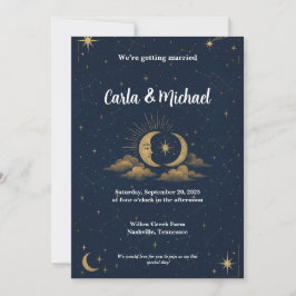 Celestial Starry Night Wedding Kaart