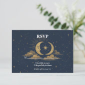 Celestial Starry Night Wedding RSVP Card (Staand voorkant)