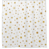 Celestial Starry Pattern Modern White & Gold Fairy Douchegordijn (Voorkant)