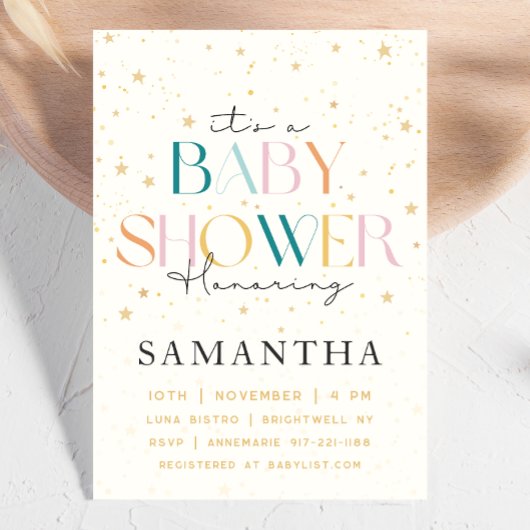 Celestial Starry Sky Baby shower Kaart