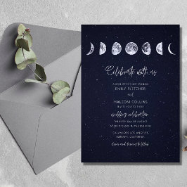 Celestial Starry Sky Moon Phases Celebrate Wedding Kaart