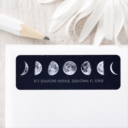 Celestial Starry Sky Moon Phases Wedding Etiket (Insitu)