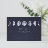 Celestial Starry Sky Moon Phases Wedding RSVP Kaartje (Staand voorkant)