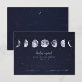 Celestial Starry Sky Moon Phases Wedding RSVP Kaartje (Voorkant / Achterkant)