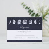 Celestial Starry Sky Moon Phases Wedding RSVP Kaartje (Staand voorkant)