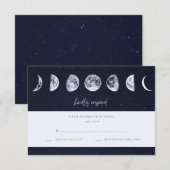 Celestial Starry Sky Moon Phases Wedding RSVP Kaartje (Voorkant / Achterkant)