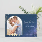 Celestial Starry Sky Romantic Photo Wedding Save The Date (Staand voorkant)