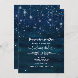 Celestial Starry Sky Swirls Baby shower Invitation Kaart
