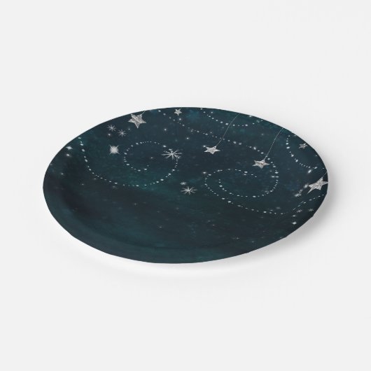 Celestial Starry Sky Swirls Baby shower Party Papieren Bordje (Gekanteld)