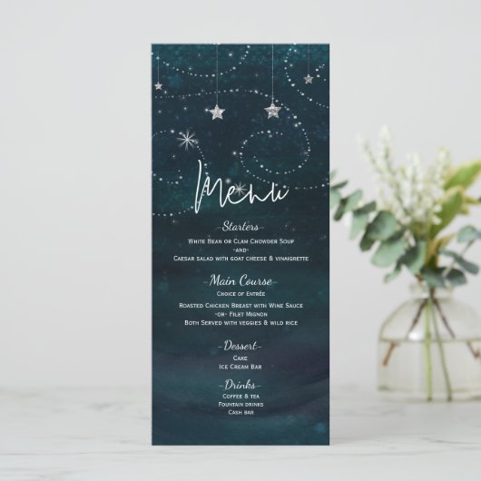 Celestial Starry Sky Swirls & Stars Menu Programma (Staand voorkant)