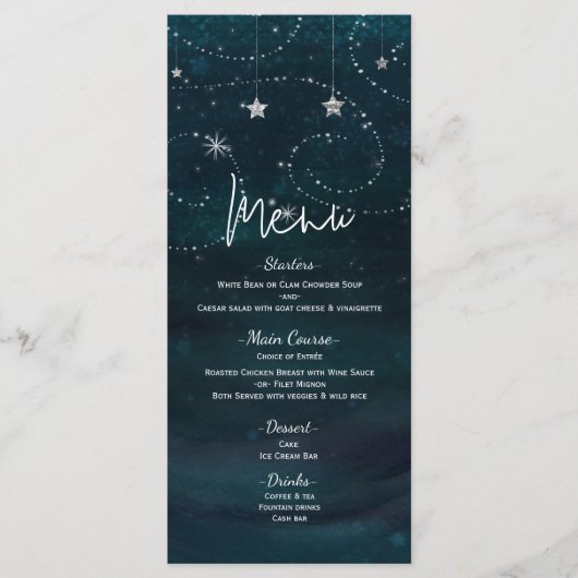 Celestial Starry Sky Swirls & Stars Menu Programma (Voorkant)