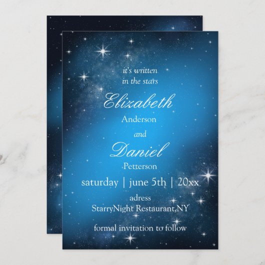Celestial StarryNight Save the Date Wedding Invite (Voorkant / Achterkant)
