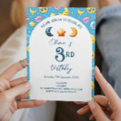 Celestial Stars and Moon Kids Verjaardagsfeest Kaart