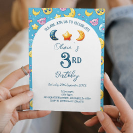 Celestial Stars and Moon Kids Verjaardagsfeest Kaart