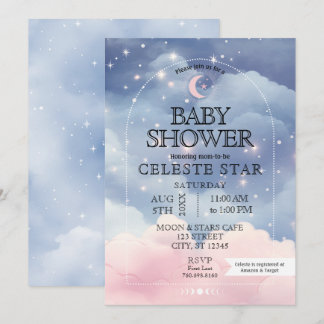 Celestial Stars Baby shower Invitation Kaart